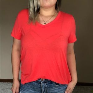 Pink Casual Soft V-neck Tee